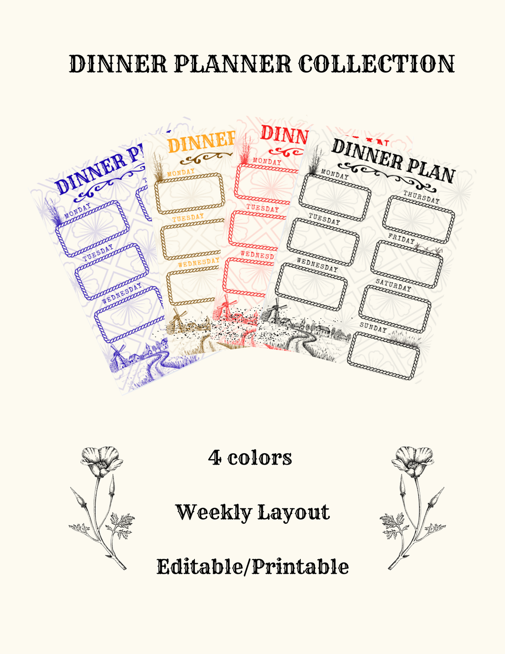 Dinner Planner Template - Digital Download