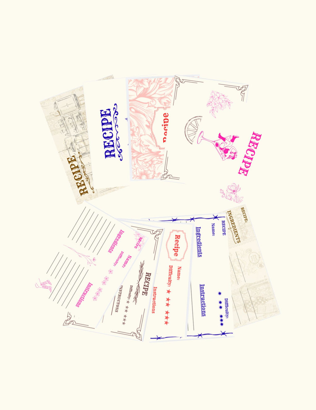 Farmhouse Recipe Cards Template — Digital Download