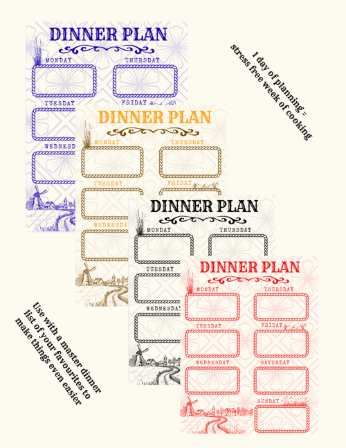 Dinner Planner Template - Digital Download